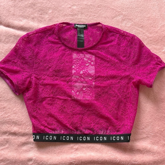 DSquared ICON Fuchsia Lace Crop Top